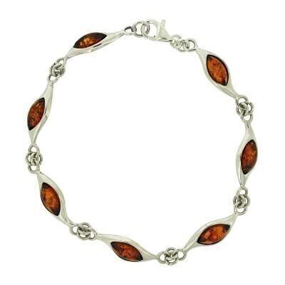 Bracelet Ambre Cognac Oeil Classique avec Boîte de Présentation