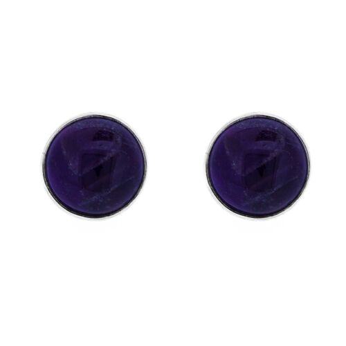 Large Round Amethyst Stud Earrings with Presentation Box