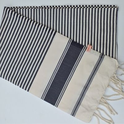 Fouta rayée gris anthracite