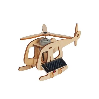Wooden building kit of a solar-powered helicopter