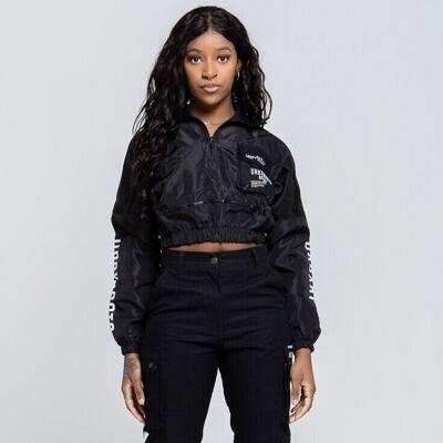 Black Half Zip Crop Winderbreaker Jacket Xsmall