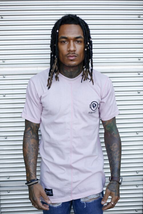 Baby Pink Slanted Longline T-shirt Small