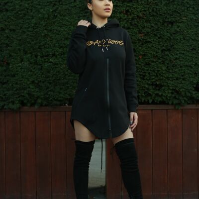 Negro UNISEX Longline Hoodie Xlarge