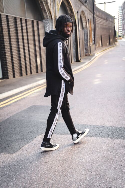 Black Funnel Neck Panel Tracksuit Small