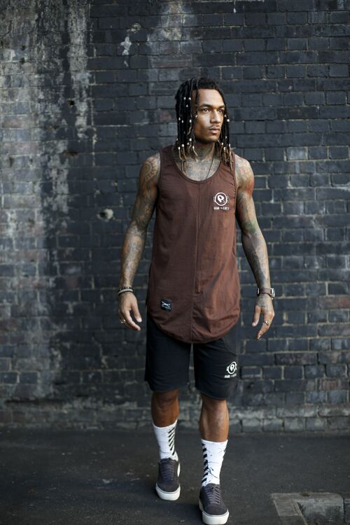 Brown Curved Hem Tank Top XLarge