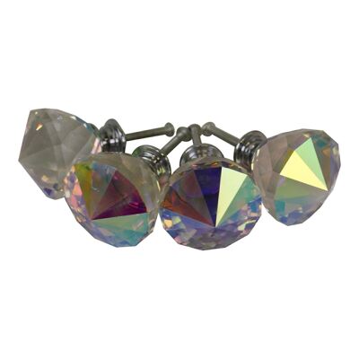 Pomelli per porte effetto cristallo da 4 cm, a forma di diamante, set di 4