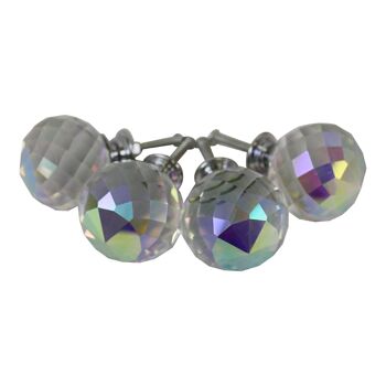 Poignées de porte effet cristal 4 cm, sphériques, lot de 4 1