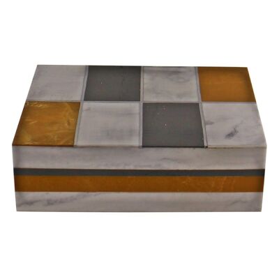 Joyero grande de resina con diseño abstracto, diseño 2, rectangular