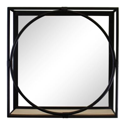 Étagère miroir avec cadre en métal noir, 40 cm