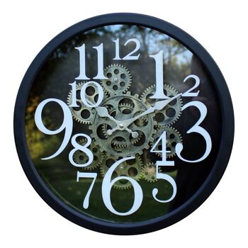 Horloge style engrenage en métal noir, 38 cm 1