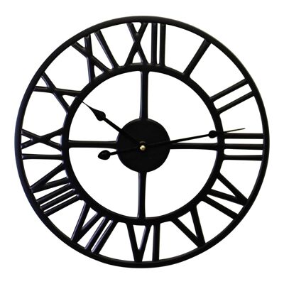 Reloj de pared con números romanos de metal negro 39cm