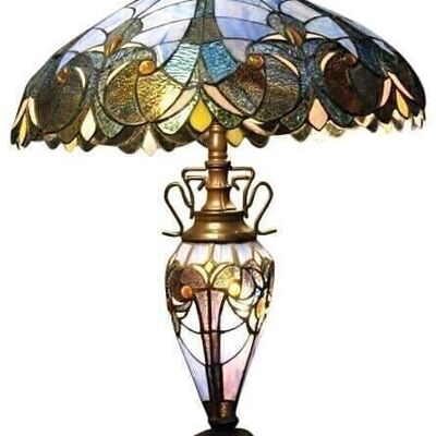 Lampe Double Tiffany Bleue 68cm