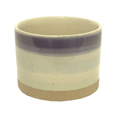 Macetero de cerámica con rayas azules