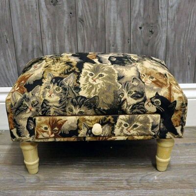 Cat Fabric Footstool with Drawer