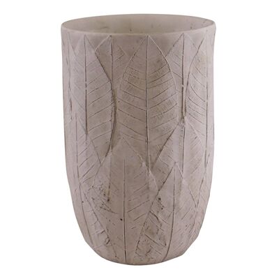 Vase à feuilles en ciment gaufré, 21,5 cm