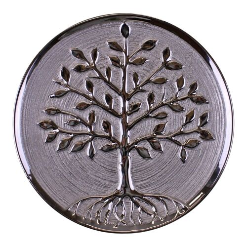 Ceramic Silver Tree Of Life Plate, Wall Hanging or Freestanding 27cm