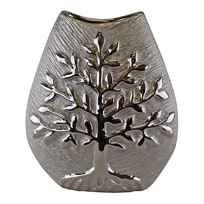 Vase Arbre De Vie Céramique Argent 20cm