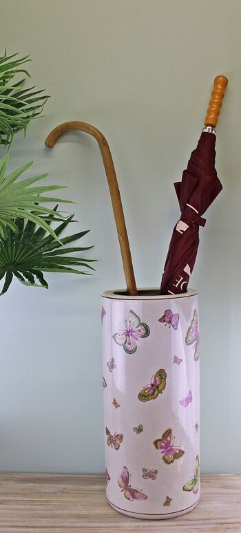 Porte-parapluie en céramique, motif papillon 3