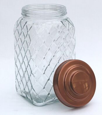 Pot en verre carré avec couvercle en cuivre - 12 pouces de large 2