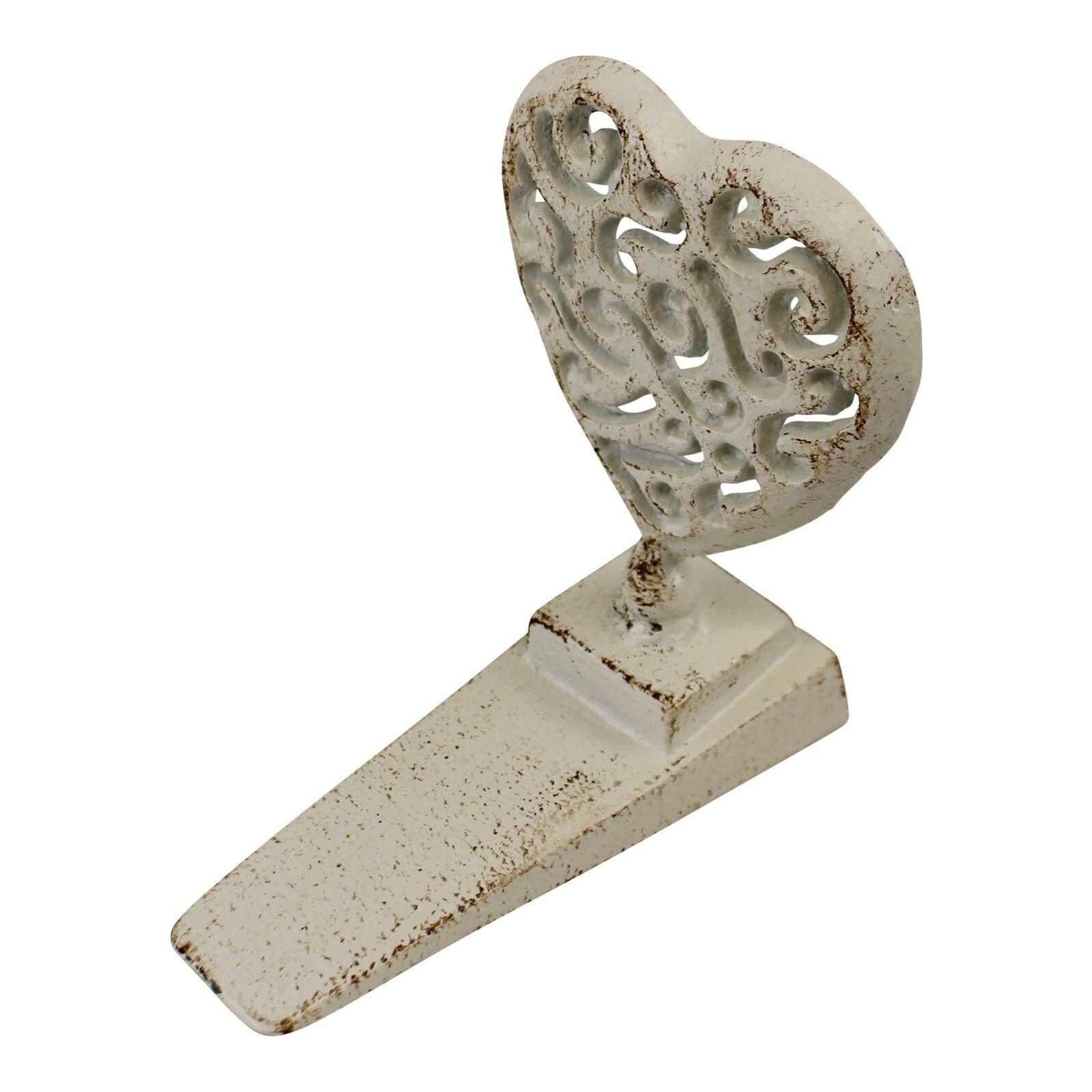 Zeppa per porta in metallo color crema e oro con motivo a cuore