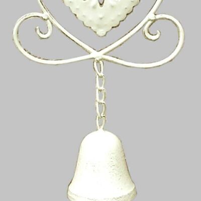 Campana Decorativa Colgante Corazón Crema