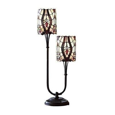 Cream Twin Stem Tiffany Lamp 72cm