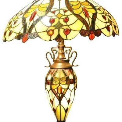 Lampe Double Tiffany Balles Crème/Rouge 68cm