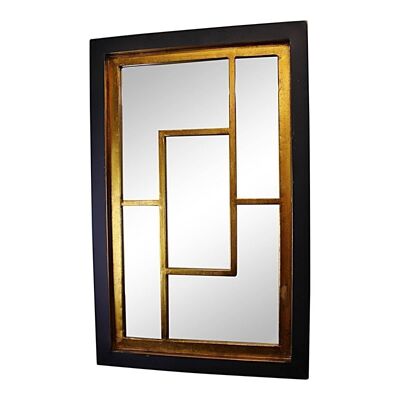 Geometric Black & Gold Wall Hanging Mirror