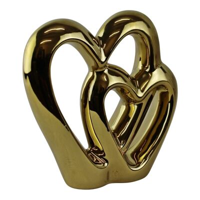 Ornamento doppio cuore in oro, 15 cm.
