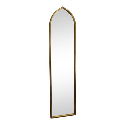 Miroir haut arqué en métal doré, 127x30cm