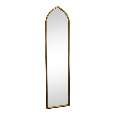 Gold Metal Arched Tall Mirror, 127x30cm