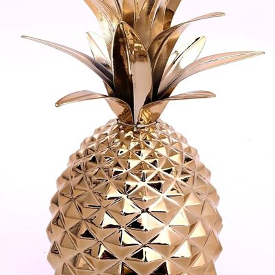Ananas-Ornament aus goldfarbenem Metall, 22 cm