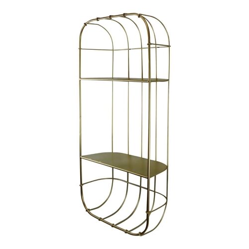 Gold Metal Wall Double Storage Shelf, Basket Design