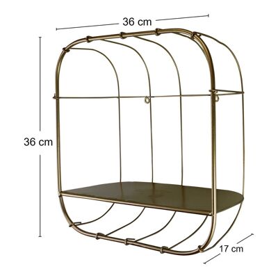 Wandregal aus goldfarbenem Metall, Korbdesign