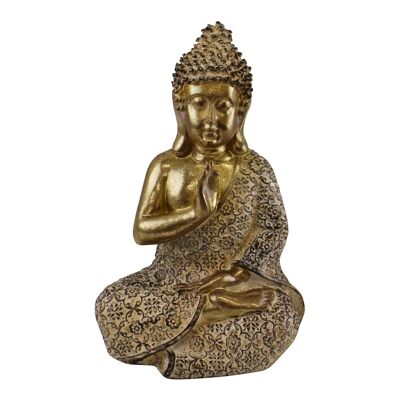 Goldener sitzender Buddha, meditierend, 19 cm