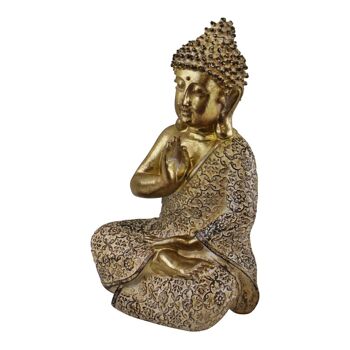 Ornement Bouddha assis doré, méditant, 19 cm 2