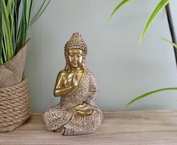 Ornement Bouddha assis doré, méditant, 19 cm 3