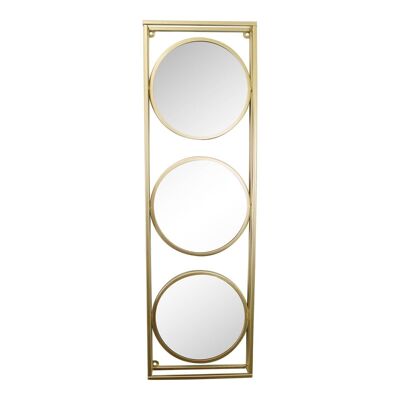 Espejo triple con marco de metal dorado