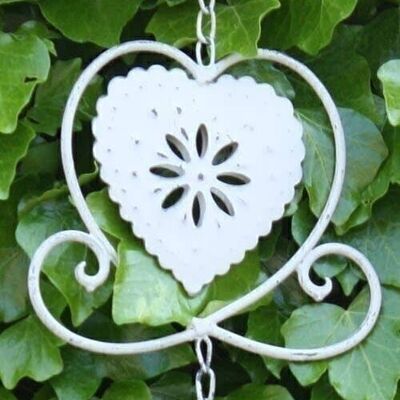 Cloche décorative à suspendre en forme de cœur gris