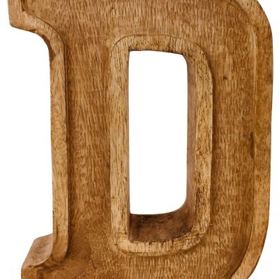 Letra D en relieve de madera tallada a mano