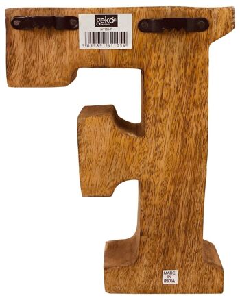 Lettre F en relief en bois sculptée à la main 2