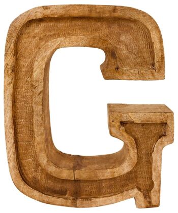 Lettre G en relief en bois sculptée à la main 1