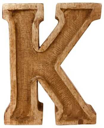 Lettre K en relief en bois sculptée à la main 1