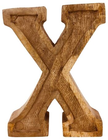 Lettre X en relief en bois sculptée à la main 1