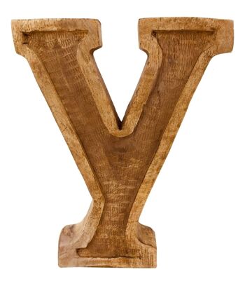 Lettre Y en relief en bois sculptée à la main 1