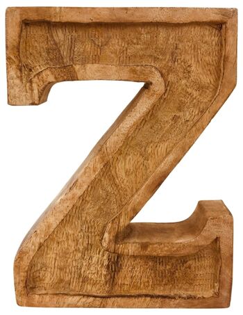 Lettre Z en relief en bois sculptée à la main 1
