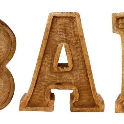 Barre de lettres en relief en bois sculpté à la main