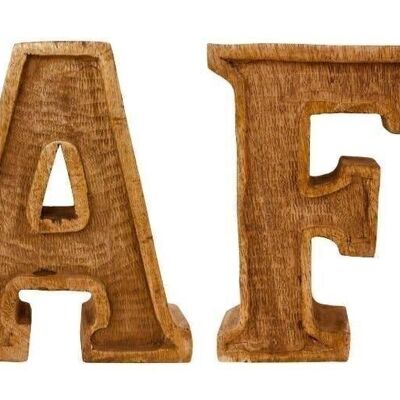 Café con letras en relieve de madera talladas a mano