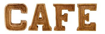 Café de lettres en relief en bois sculpté à la main 1