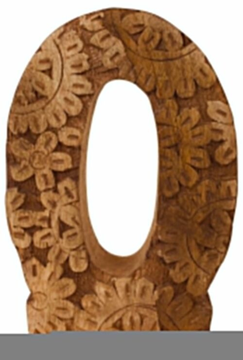 Hand Carved Wooden Flower Letter O